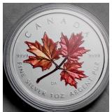 Canada $5 2001 Colored Silver Maple Leaf