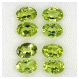 Oval Natural Unheated Top Rich Green Peridot 8pcs