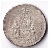 Canada 50 Cents 1961 Maple Leaf