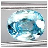 Oval Cut Natural Heated Top Seafoam Blue Zircon Ca