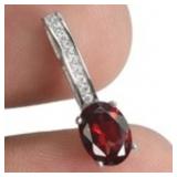 925 Sterling Silver Pendant Oval Mozambique Garnet