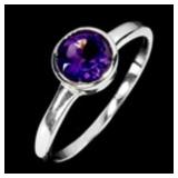 925 Sterling Silver Ring Round Amethyst 6mm Natura