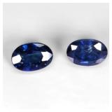 Pair 2pcs Oval Natural Top Blue Sapphire Madagasca