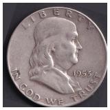 USA Franklin Half Dollar 1953