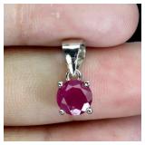 925 Sterling Silver Pendant Round Ruby 6mm Natural