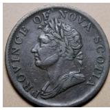 Canada NS-1D1 George lV 1832 1/2 Penny Token Br871