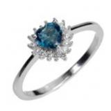 925 Sterling Silver Ring Heart London Blue Topaz 5