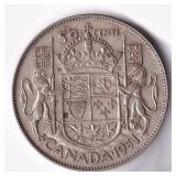 Canada 50 Cents 1951 Maple Leaf