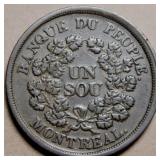 Canada LC-5A5 Banque du Peuple Montreal Un Sou Pen