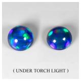 Pair 2pcs Round Natural AAA Floral Flash Play Of C
