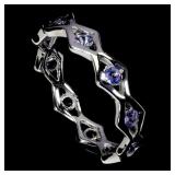 925 Sterling Silver Ring Round Tanzanite 2mm Natur