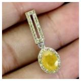 925 Sterling Silver Pendant Oval Yellow Sapphire 7