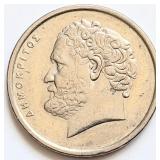 Greece 1980, 10 DRACHMAI coin Democritus