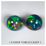 Pair 2pcs Round Natural AAA Floral Flash Play Of C