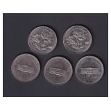 Lot of 5 Canada $1 1973 and 1970 Centennial Coins