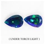 Pair 2pcs Pear Cab AAA Floral Flash Play Of Color