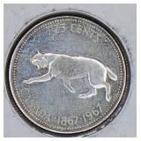 1867-1967 Canadian 25 cent Bobcat