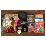 Golden books, barbies, b-ball, Harley items lot