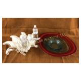 2 large art glass bowls