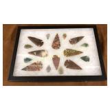 Arrowheads in display case