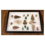 Arrowheads in display case