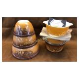 Pyrex old orchard nesting, casserole lot