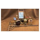 Crock, rake, wooden spoils primitive lot