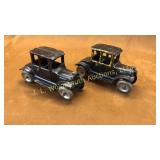 2 cast iron coupe cars