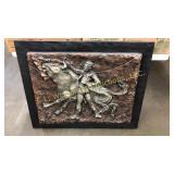 J Segura bullfighter fiberglass relief sculpture