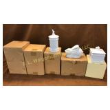 Pottery barn 3pc canisters,bank,box