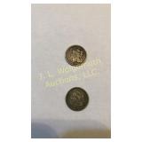 1865 & 1875 3 cent pcs nickel