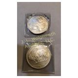 2- 1TOZ silver buffalo rounds