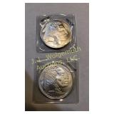2- 1TOZ silver buffalo rounds