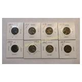 8-1942-43 Jefferson nickels 6 silver