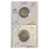 1883 w/o cents, 1912-D v nickels