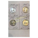 1940,45,60D,64 Washington quarters