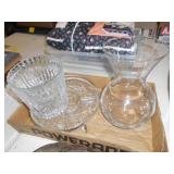 crystal vase and serving tray