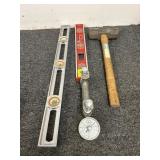LEVELS, SLEDGEHAMMER AND GAUGE