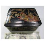 Vintage 6" Oriental Inlaid Wooden Stash Type Box