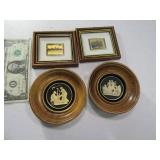 (4) unique Vintage 4" Framed Art Pictures
