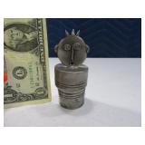 Artist Signed Metal 3" Head Figure Pill Box Stash?
