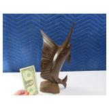 14" Solid Wood Carved SAILFISH Figure