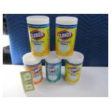 (5) New CLOROX Disinfecting Wipes Tubs
