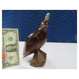 9" Wooden Solid Carved Quail Bird Figurine