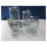 4pc Glass MASON JAR LOOK Cannister SET Neat
