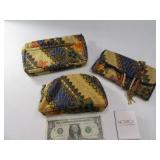(3) New NOVICA Cloth Womens Wallets 6" Baggies