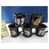 5pc NASCAR Coffee Mug Vtg SET