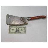 Early 16" Meat Clever Knife Marked/Signed Sturdy