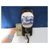 12" WallMount Blue Pottery Metal Coffee Grinder