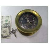 US ARMY Vintage Military Brass Round Clock 5.5"